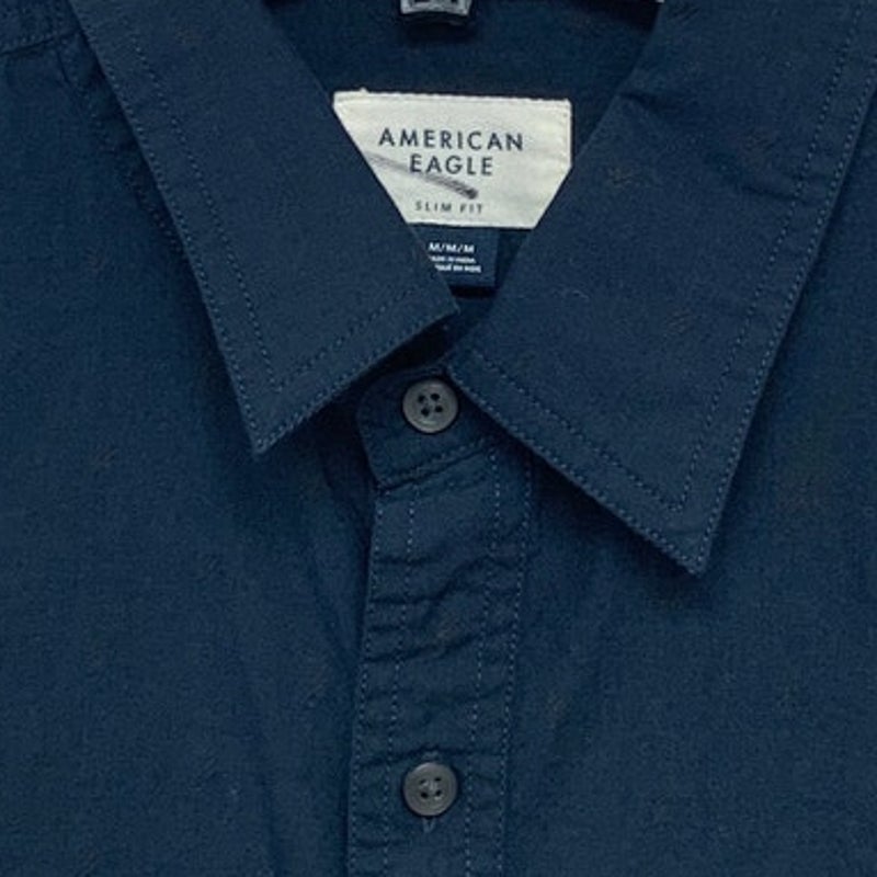 2 New American Eagle Mens Medium Slim Fit Long Sleeve Button Up Solid Shirts