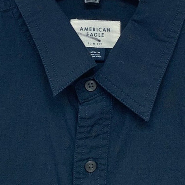 2 New American Eagle Mens Medium Slim Fit Long Sleeve Button Up Solid Shirts