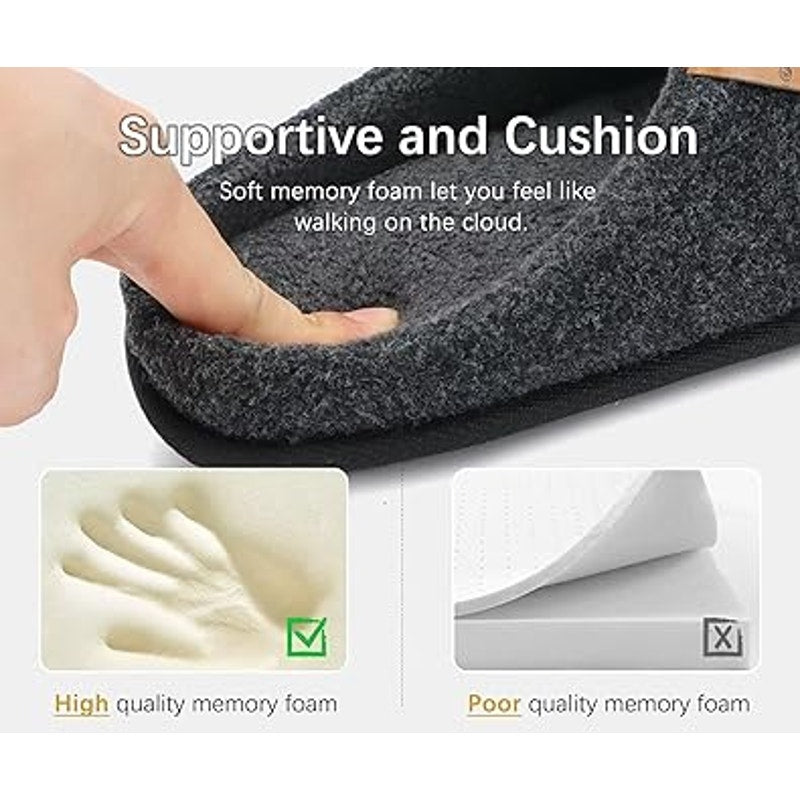 Oncai Men Size 11 Gray Soft Cotton Blend Memory Foam Slide On Mule Slipper Shoes