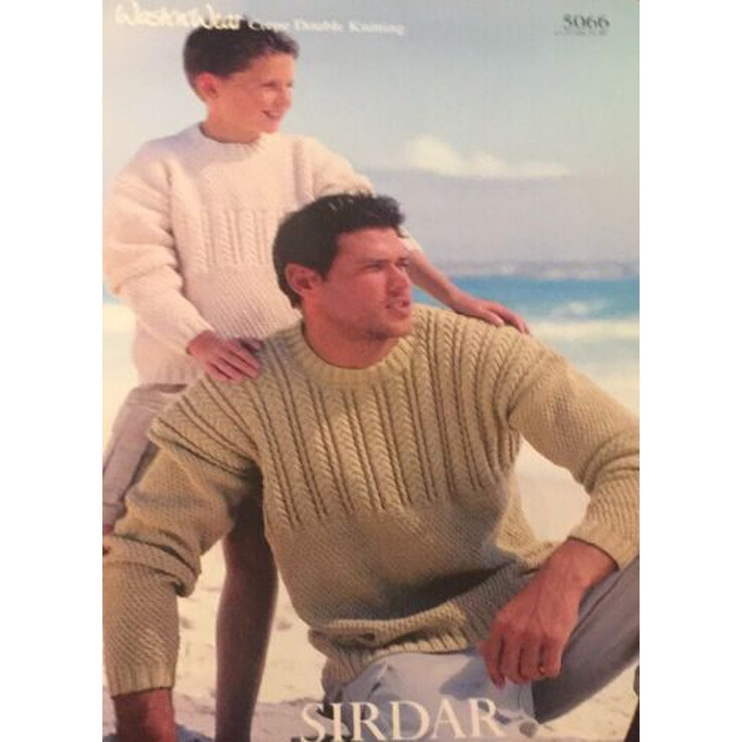 New Sirdar 5066 Wash N Wear Men Boys Crepe Double Knitting Pullover Pattern