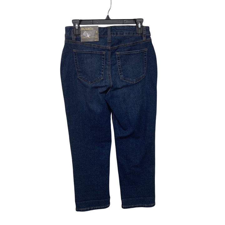 NWT New Womens Style &amp; Co Womens Size 4 Midrise Curvy Capri Denim Blue Jeans