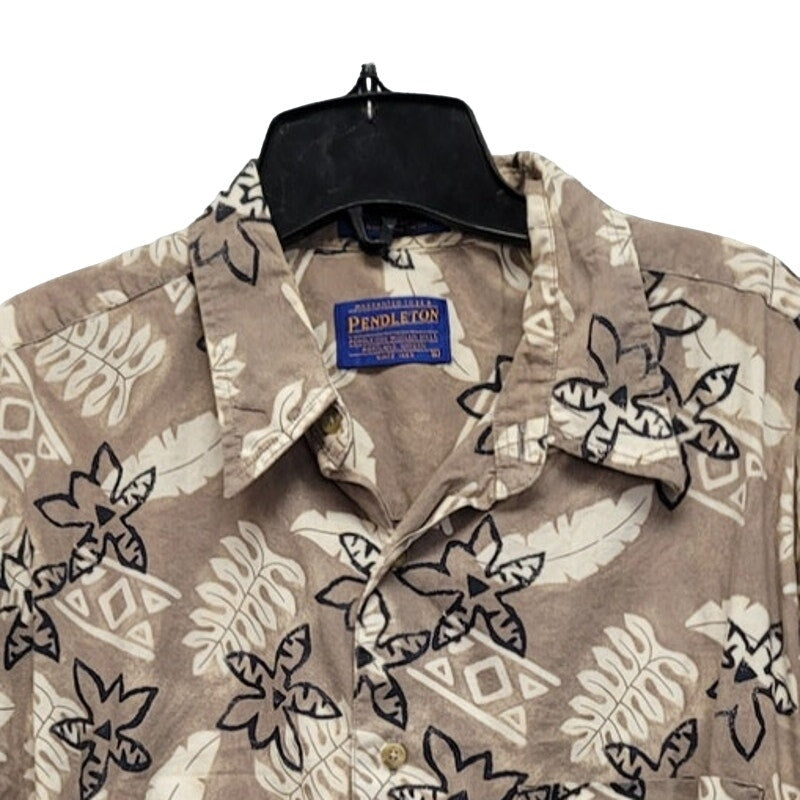 Pendleton Mens Large Cotton Rayon Short Sleeve Button Up Hawaiian Shirt