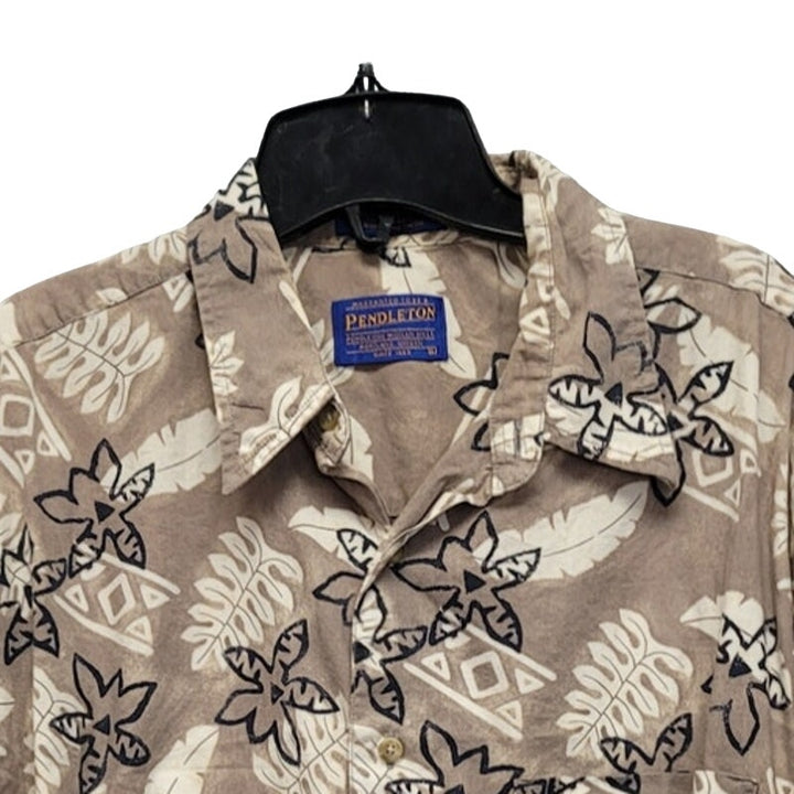 Pendleton Mens Large Cotton Rayon Short Sleeve Button Up Hawaiian Shirt