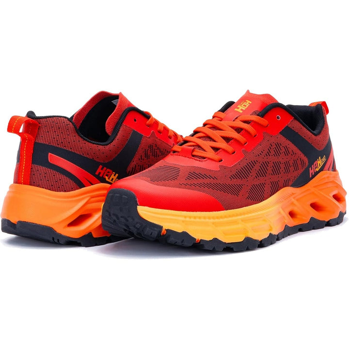 New HQHemo Mens Size 10 FALKON Red Orange Lace Up Trail Running Athletic Shoes