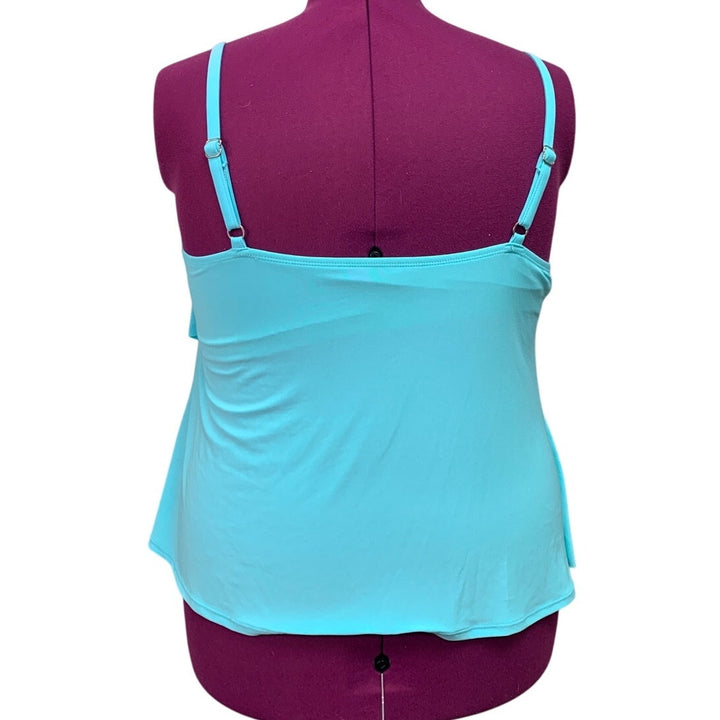 New Aqua Green Womens Plus Size 18W Solid Blue Ruffled Seperate Swim Top ONLY