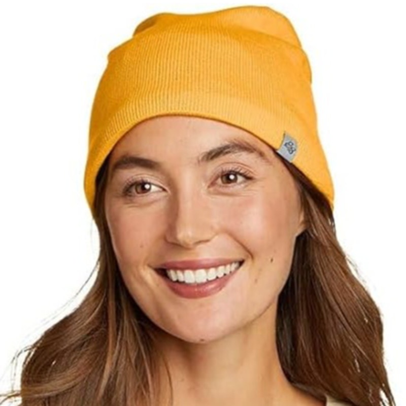 New Eddie Bauer Unisex Dark Marigold Yellow Glacier Peak Slouch Beanie Warm Hat