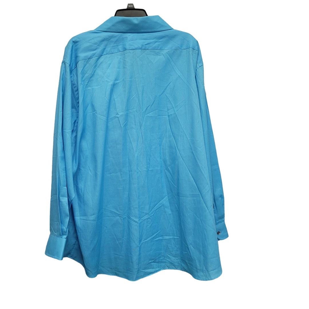 Van Heusen 3XL Poly Cotton Sky Blue Long Sleeve Button Up Shirt w Front Pocket