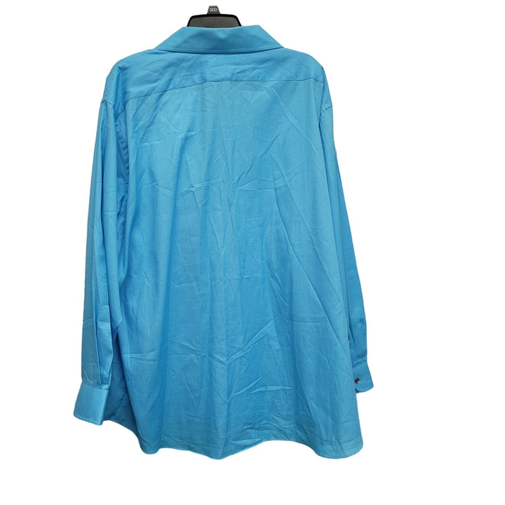 Van Heusen 3XL Poly Cotton Sky Blue Long Sleeve Button Up Shirt w Front Pocket