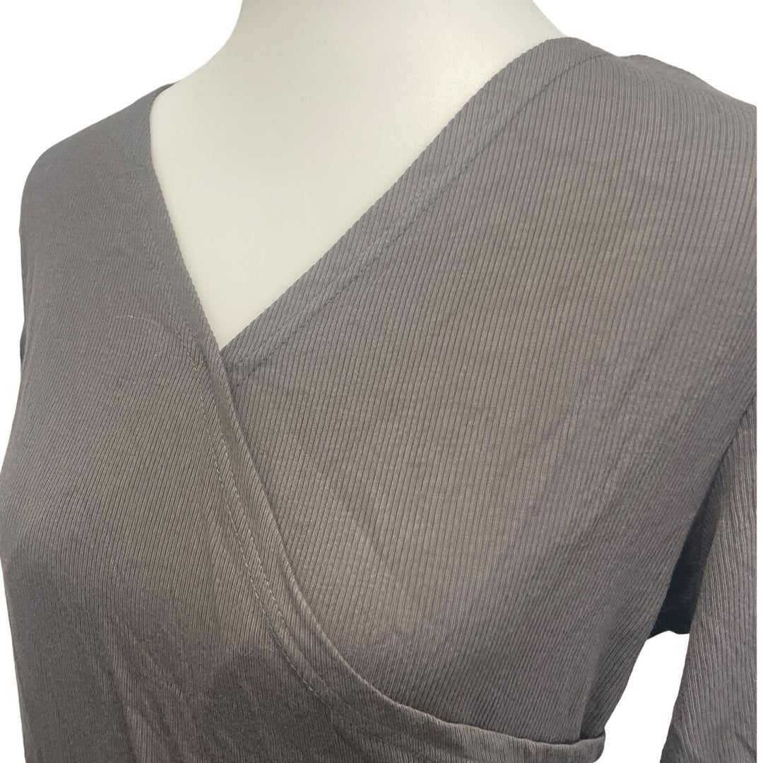 Shein Womens Medium Long Sleeve Lightweight Deep V Blouse Tee Shirt Top