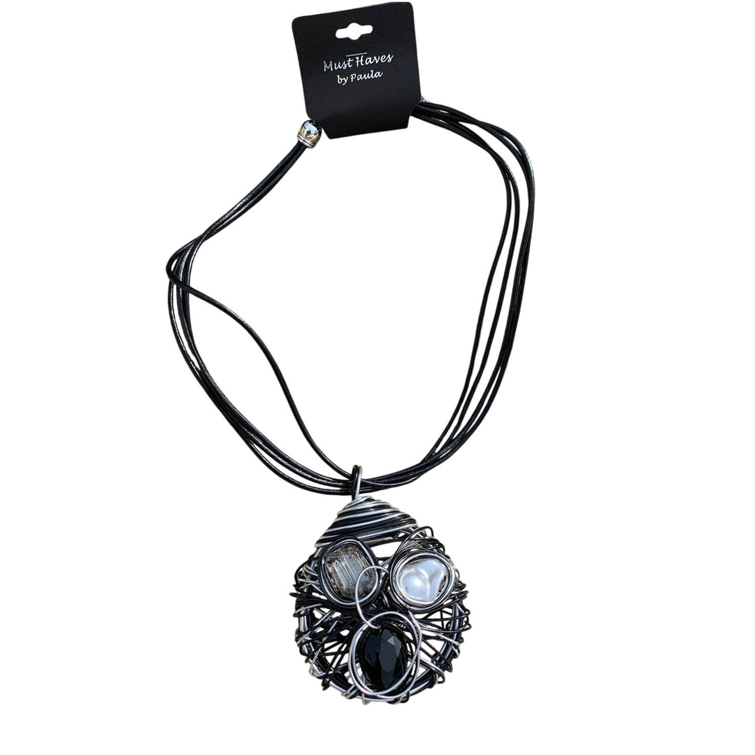 New Faux Pearl Bead Wired Corded Lightweight Statement Necklace in Red Gift Box