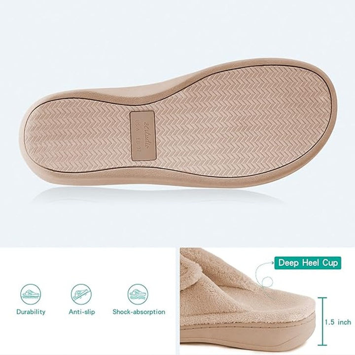 BCSTUDIO Womens Size 9 Tan Hook Loop Slide On Orthotic Arch Support Slippers