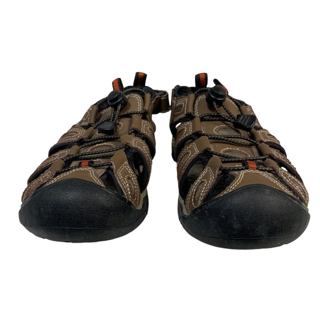 Eddie Bauer Mens Size 9 Brown Sandal Lace Up Drawstring Faux Leather Sandals
