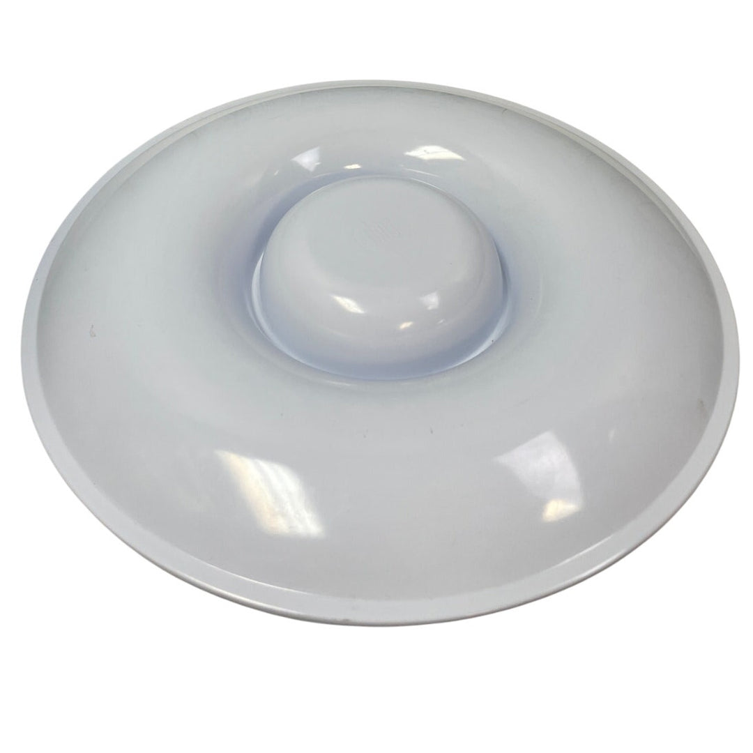 Fun Striped 15" Round Plastic Party Chip and Dip Tray w Attached Bowl