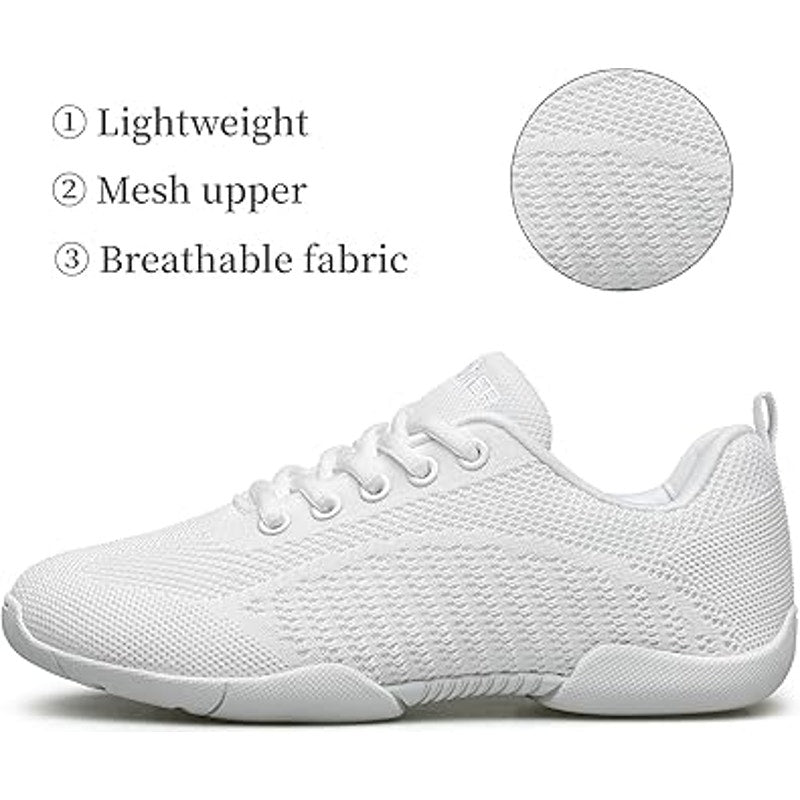 Baxinier Girls Size 3.5 White Lace Up Breathable Anti Slip Cheerleading Shoes
