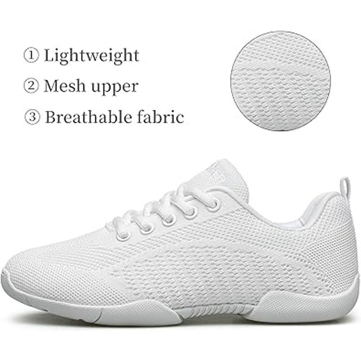 Baxinier Girls Size 3.5 White Lace Up Breathable Anti Slip Cheerleading Shoes