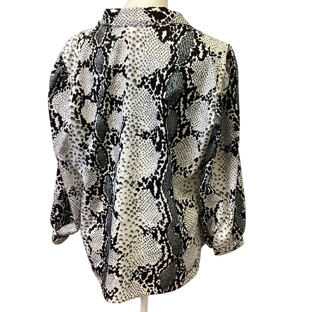 Vintage Judy Bond Size 18 Long Sleeve Snakeskin Print Flowy Polyester Blouse Top
