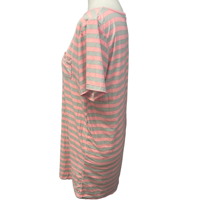 Not A Morning Person Womens Medium Short Sleeve V-Neck Striped Nightgown