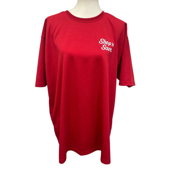 Big Custom Mens Large Polyester Shop N Save Short Sleeve Crew Neck Tee Shirt