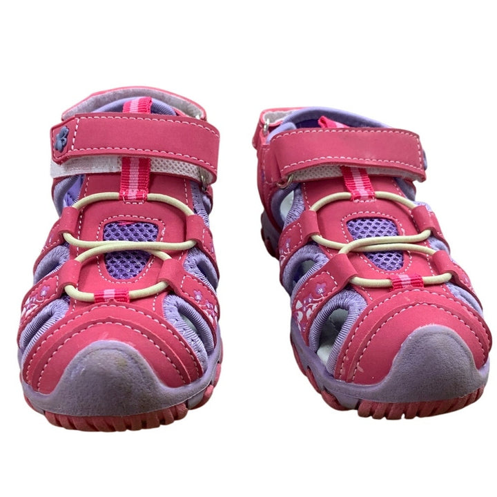 Apakowa Little Girls Size 8 Pink Purple Sandals Floral Closed Toe Summer Shoes