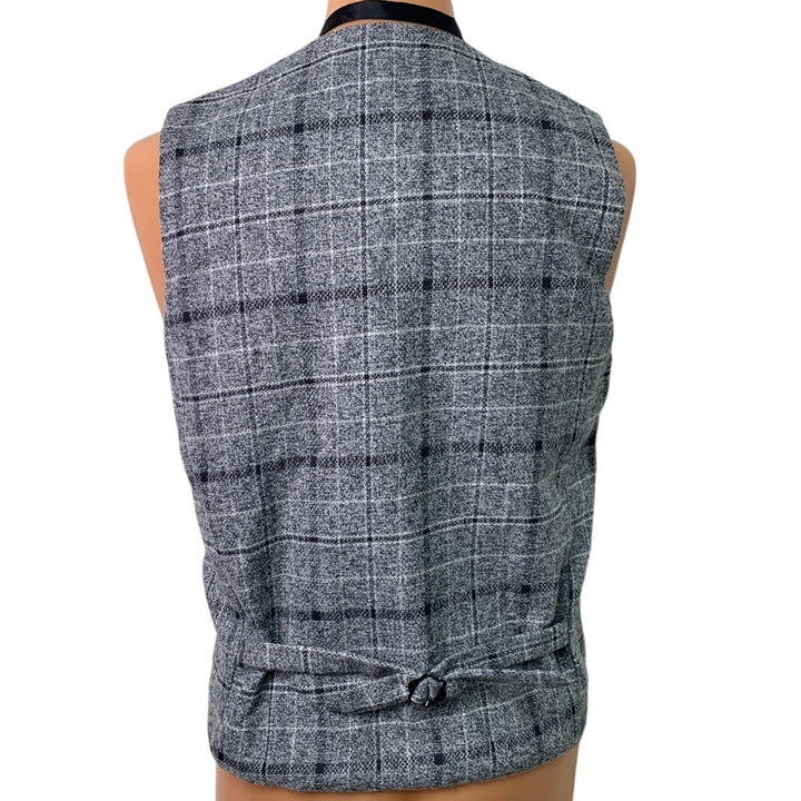 Mens Medium Plaid Sleeveless Vest Hat 1920s Gatsby Gangster Halloween Costume