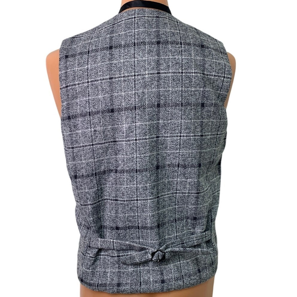 Mens Medium Plaid Sleeveless Vest Hat 1920s Gatsby Gangster Halloween Costume