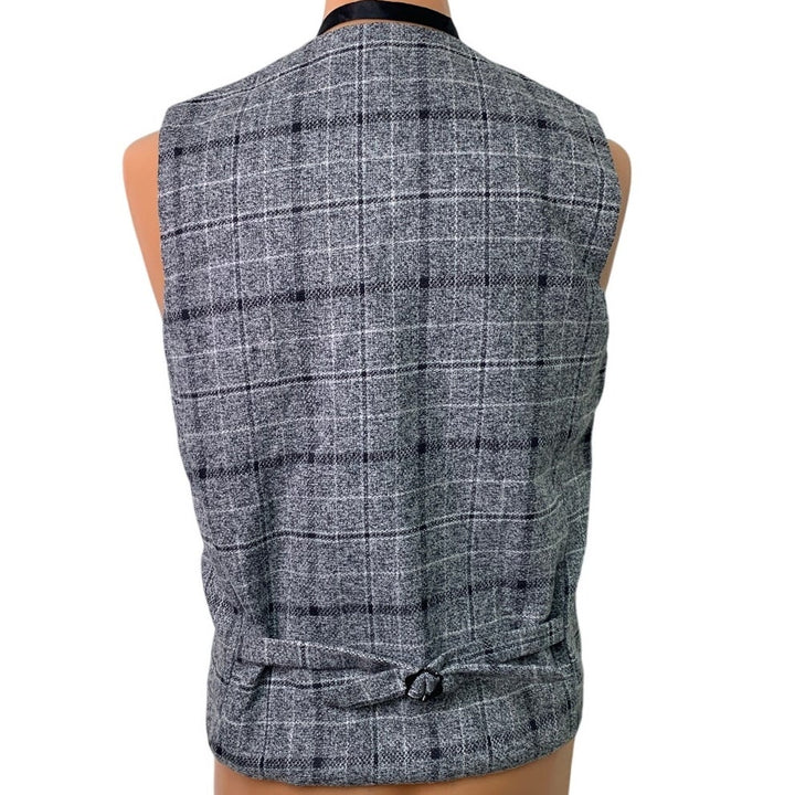 Mens Medium Plaid Sleeveless Vest Hat 1920s Gatsby Gangster Halloween Costume