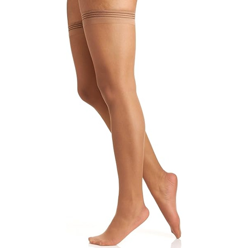 New Berkshire Womens Size A-B Nude All Day Sheer Thigh High Invisible Toe Socks