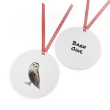 Woodland Barn Owl Metal Ornament, Holiday Decor, Bird Lover Gift, Nature Decoration, Christmas Tree Ornament, Home Decor