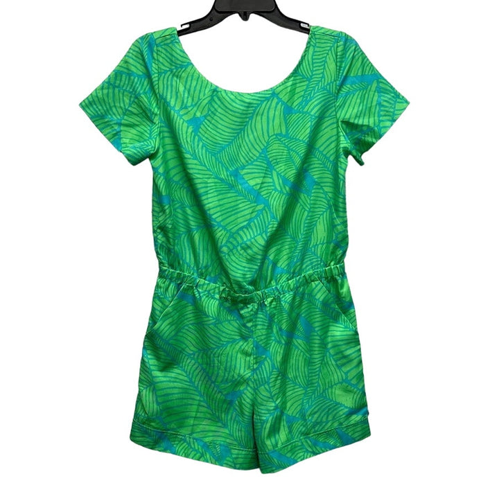 Ann Taylor Loft Womens Size 2 Tropical Cap Sleeve Elastic Waist Romper w Pockets