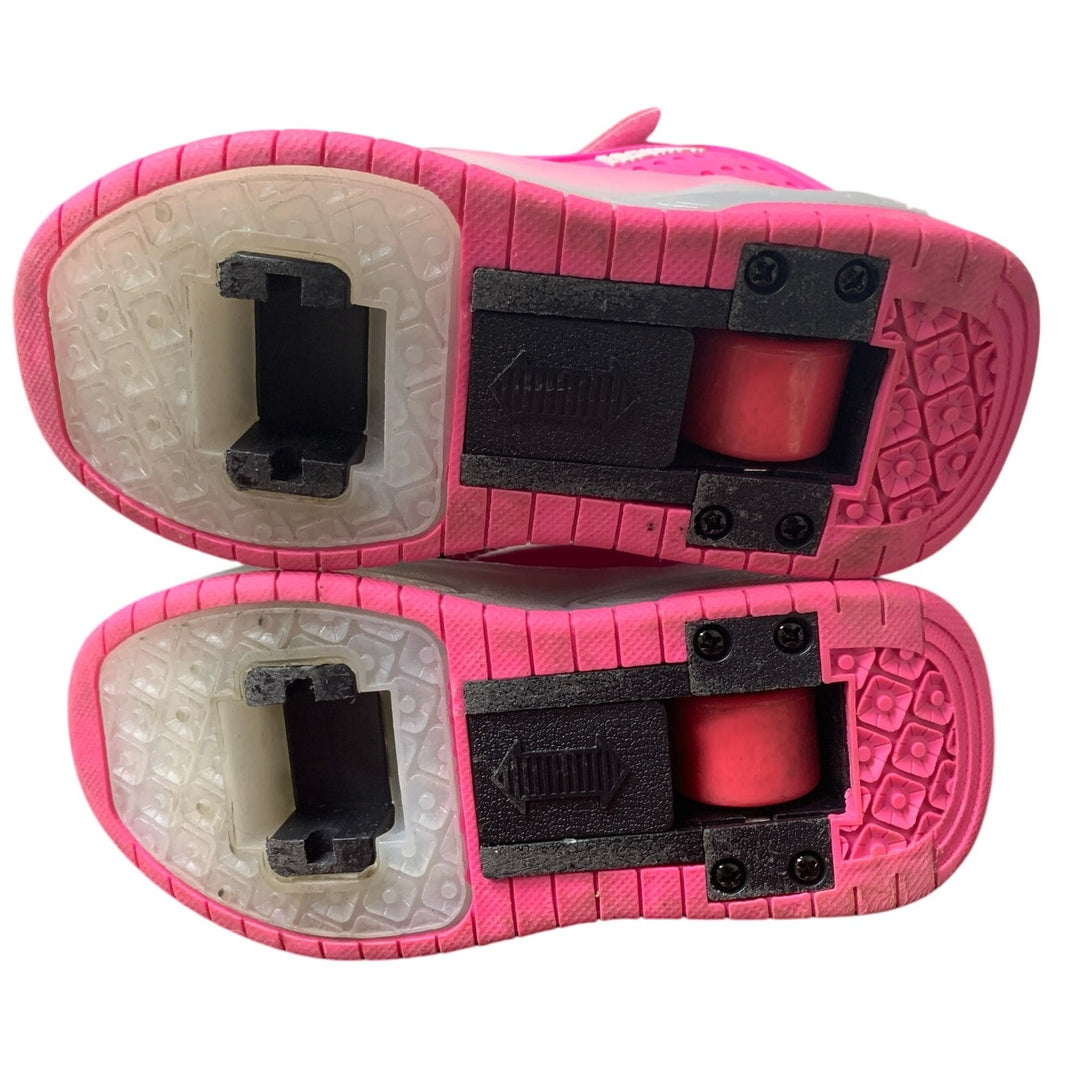 Girls 11.5 Pink Black Hook Loop Rechargeable Light Up Sport Shoes Missing Wheels