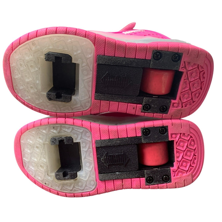 Girls 11.5 Pink Black Hook Loop Rechargeable Light Up Sport Shoes Missing Wheels