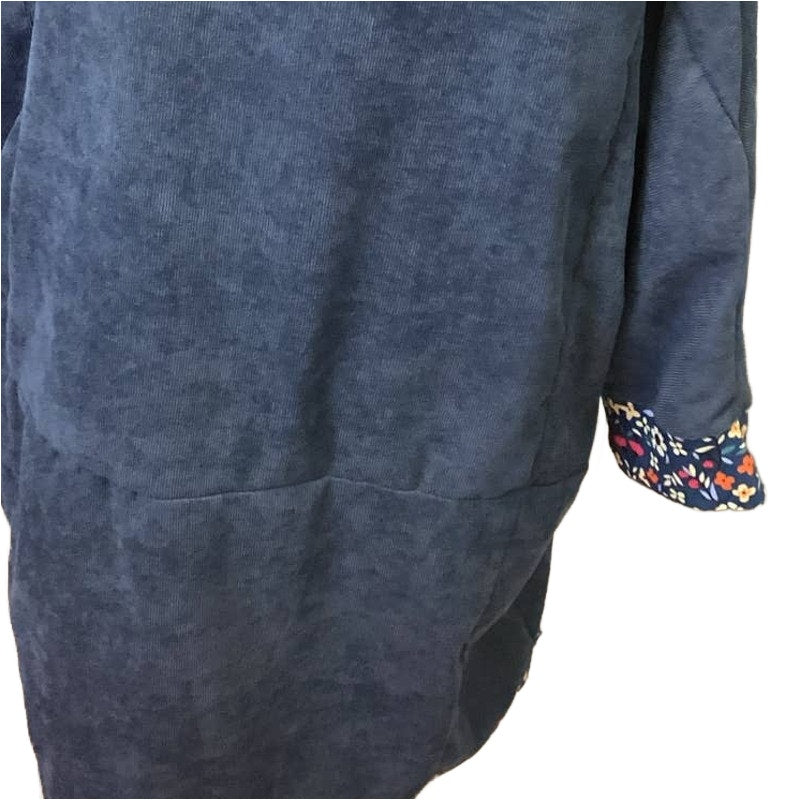 Cute Womens Plus Size 3X Long Sleeve Lightweight Corduroy Floral Midi Dress