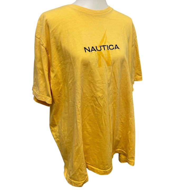 Nautica Mens XXL 100% Cotton Yellow Short Sleeve Crew Neck Sailboat Tee Shirt