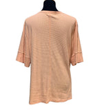 Nicole Miller XXL Short Sleeve VNeck Waffled Texture Cotton Blend Henley Top