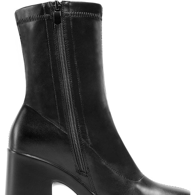 Dream Pairs Womens Size 8 Black Faux Leather Chunky Platform Gogo Ankle Boots