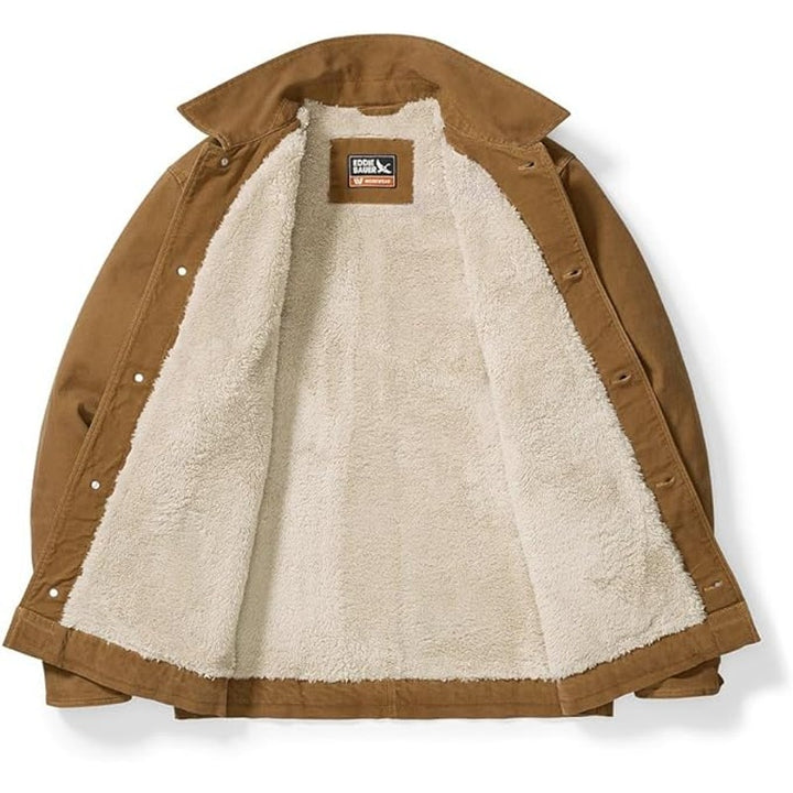 New Eddie Bauer Mens Hazelnut Brown Elkhorn Canvas Workwear Shirt Jacket Coat
