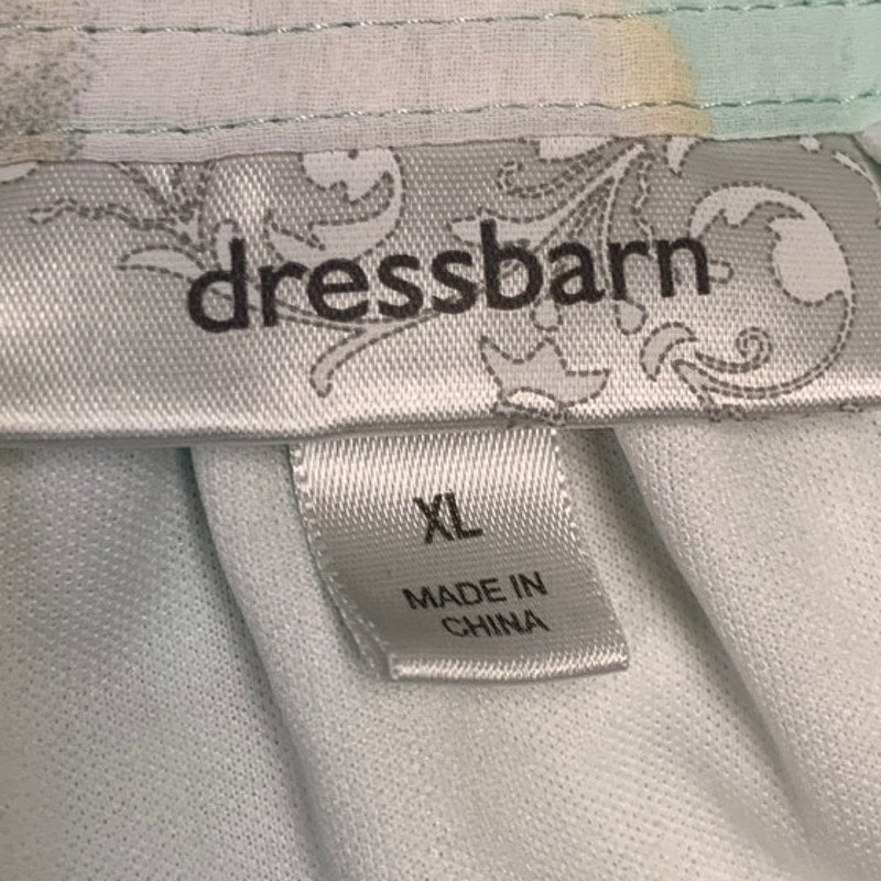 Dressbarn Womens XL Long Blouson Sleeve Floral Gathered Waist Flower Blouse Top