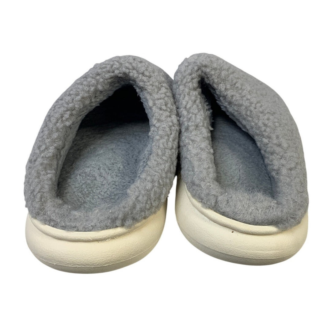 Womens Size 4 Gray Slippers Closed Round Toe Fuzzy Slip On House Shoes