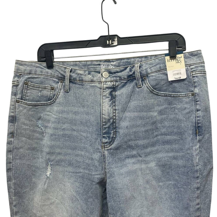 New Terra &amp; Sky Plus Size 20W Stone Washed High Rise Stretch Denim Blue Jeans