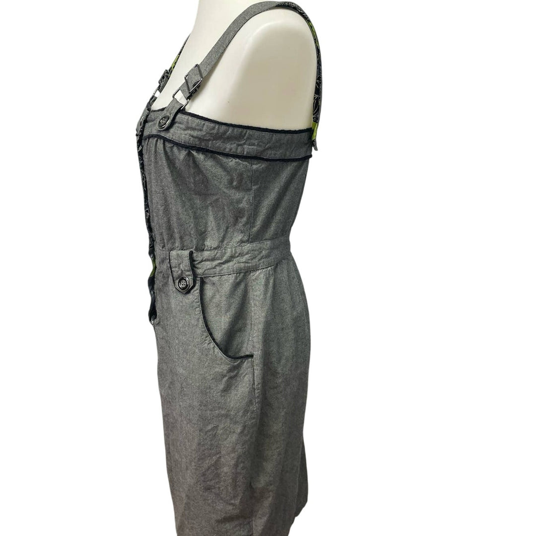 Gentle Fawn Medium Strappy Button Front Pin Up Midi Body Con Dress w Pockets