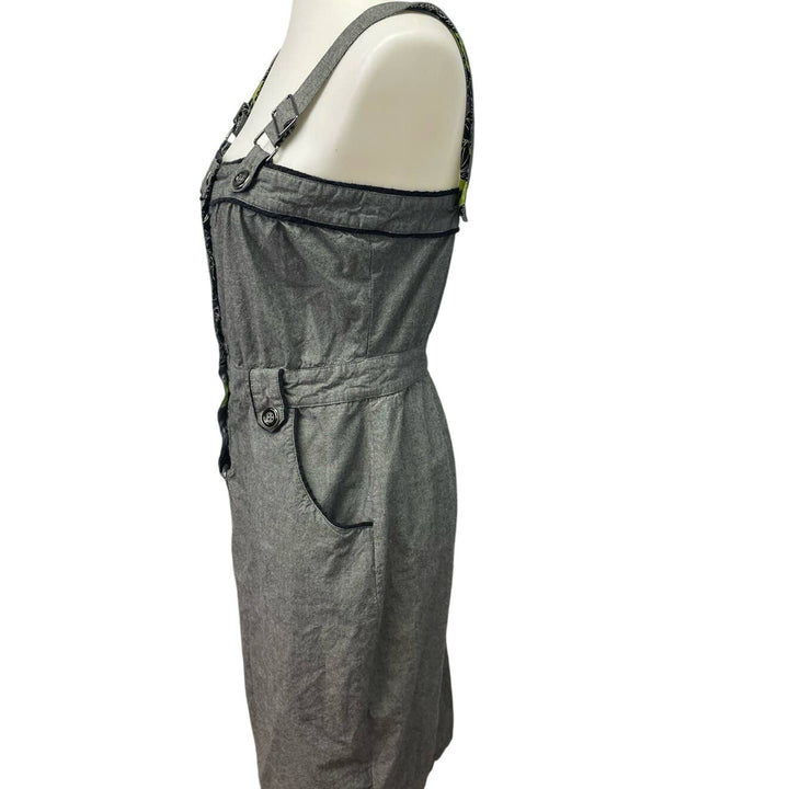 Gentle Fawn Medium Strappy Button Front Pin Up Midi Body Con Dress w Pockets