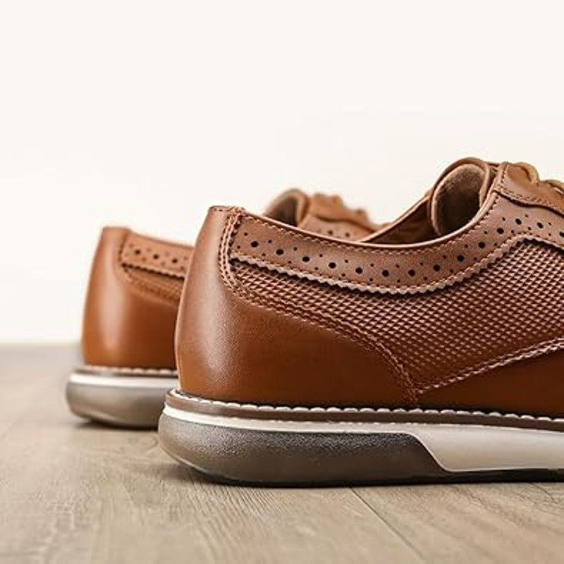 New Bruno Marc Mens Size 10.5W Wide Brown Plain Toe Oxford Business Formal Shoes
