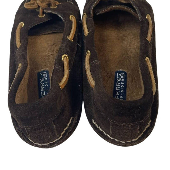 Sperry Top Sider Womens Size 8 Suede Leather Side Lace Moccasin Slide On Loafers