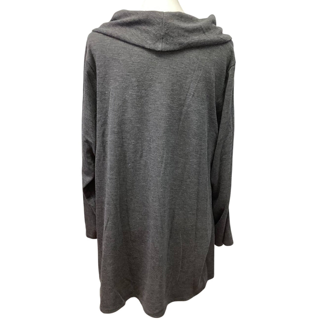 IN Studio Womens Plus Size 3X Long Sleeve Cowl Neck Flowy Cotton Blend Sweater