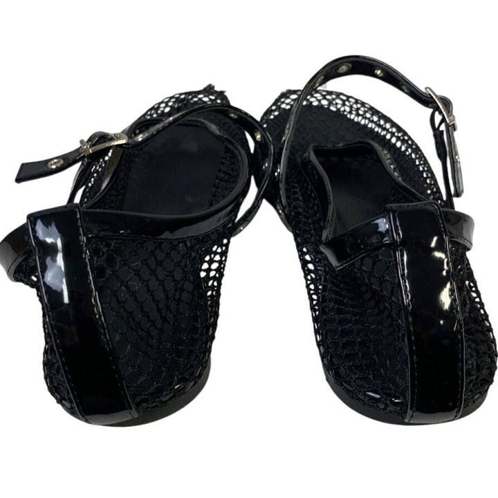 Coutgo Womens Size 9.5 Black Mary Jane Ballet Flats Closed Round Toe Mesh Shoes