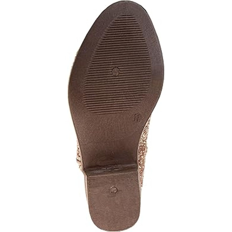 New Josmo Big Girls 4 Rose Gold Glitter Mid Calf 1.5" Heel Zip Cowboy Boot Shoes