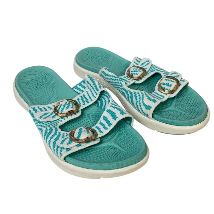 Coface Womens Size 8.5 Blue Sandal Open Round Toe Adjustable Strap Slip On Shoes
