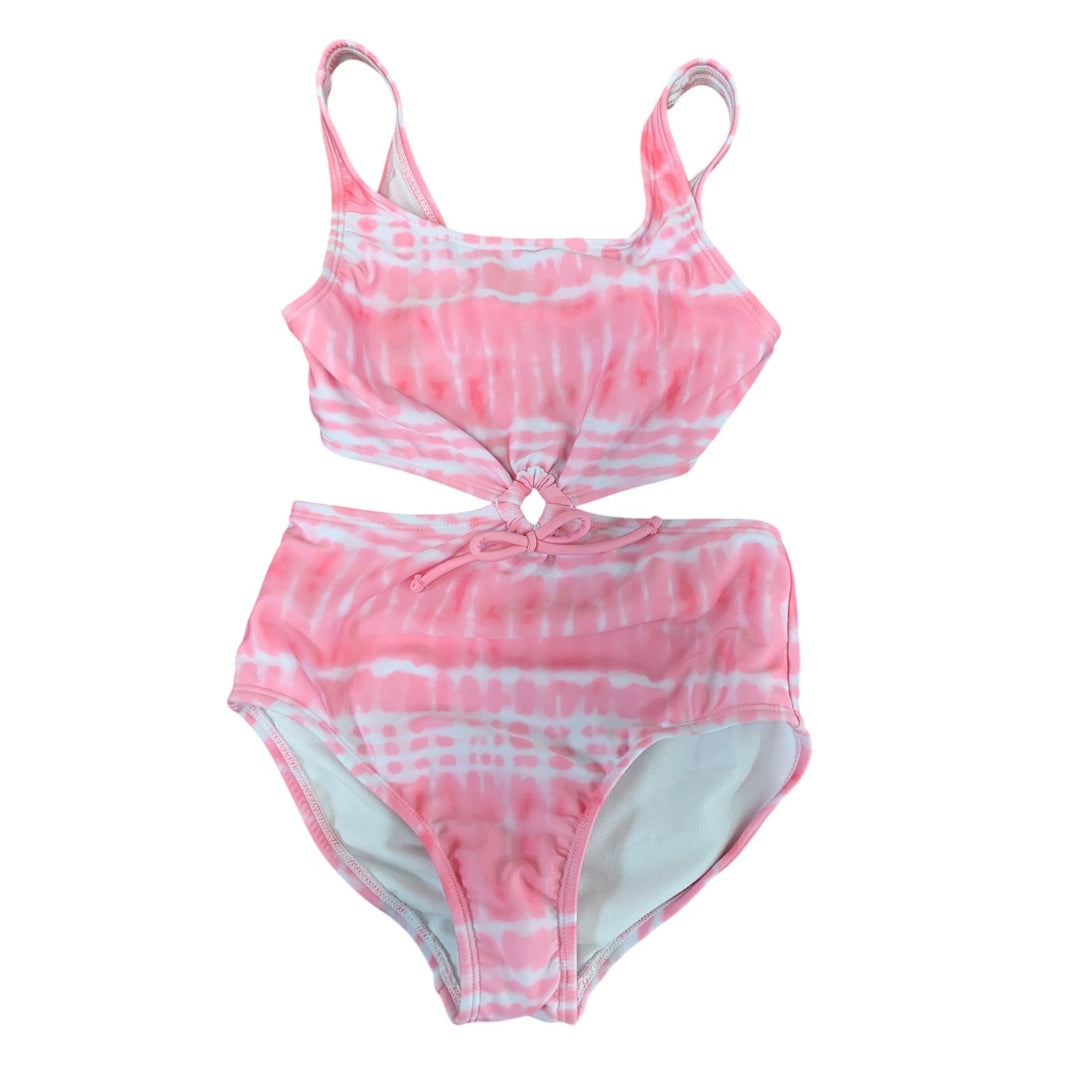 New Art Class Girls Medium (8) Pink Tie Dye Front Keyhole 1PC Swim Swimsuit