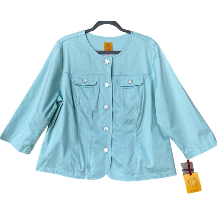 NWT New Ruby Rd Womens 18W Cotton Blend Long Sleeve Button Up Jacket