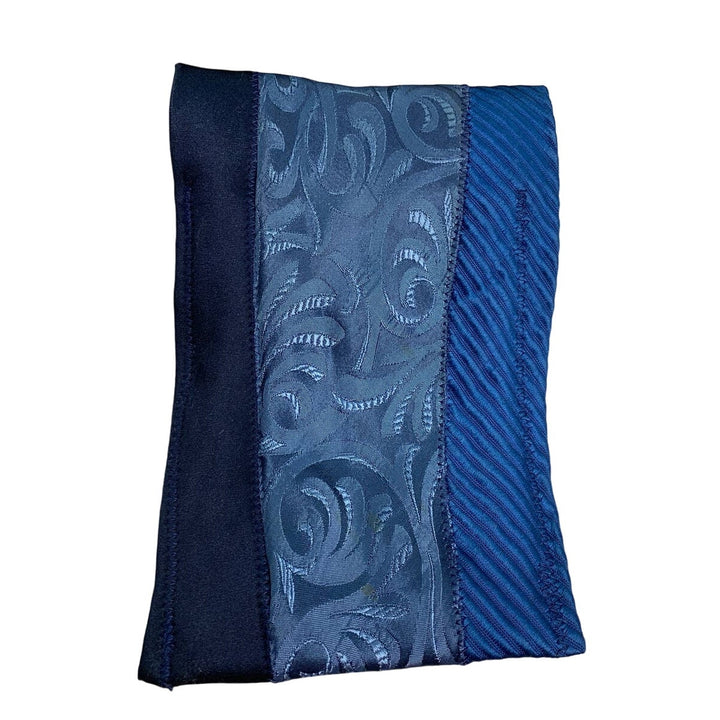 Handmade Upcycled Blue Vintage Mens Neck Tie Eyeglass Case Cosmetics Phone Pouch